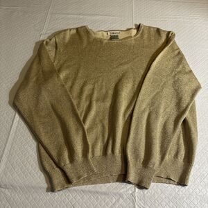 Vintage‎ Talbots Women V-Neck Sparkle Top Blouse Shirt Size Med Gold Shimmer